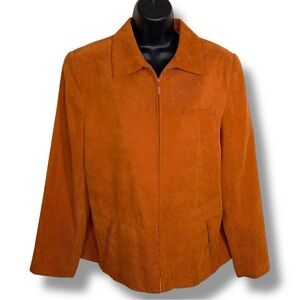 Vintage Crazy Horse Size 14 Orange Pumpkin Blazer Zip Closure Jacket Long Sleeve